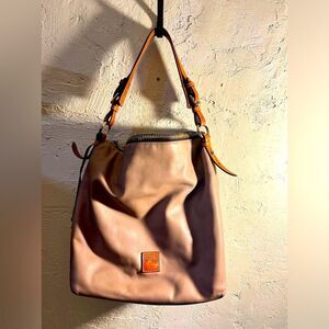 Dooney & Bourke vintage leather hobo satchel bag tan EUC size:app 14x12.5